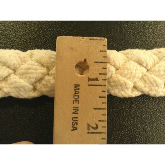 J Crew White D Ring Synthetic Blend Woven Fabric Rope Belt 40 Inch Long Nautical - Picture 3 of 5